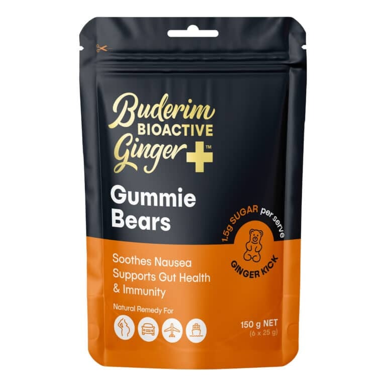Organic Buderim Ginger Bioactive Gummies - Immune Support & Digestive Health - Vegan, Gluten-Free Snacks for Wellness & Travel
