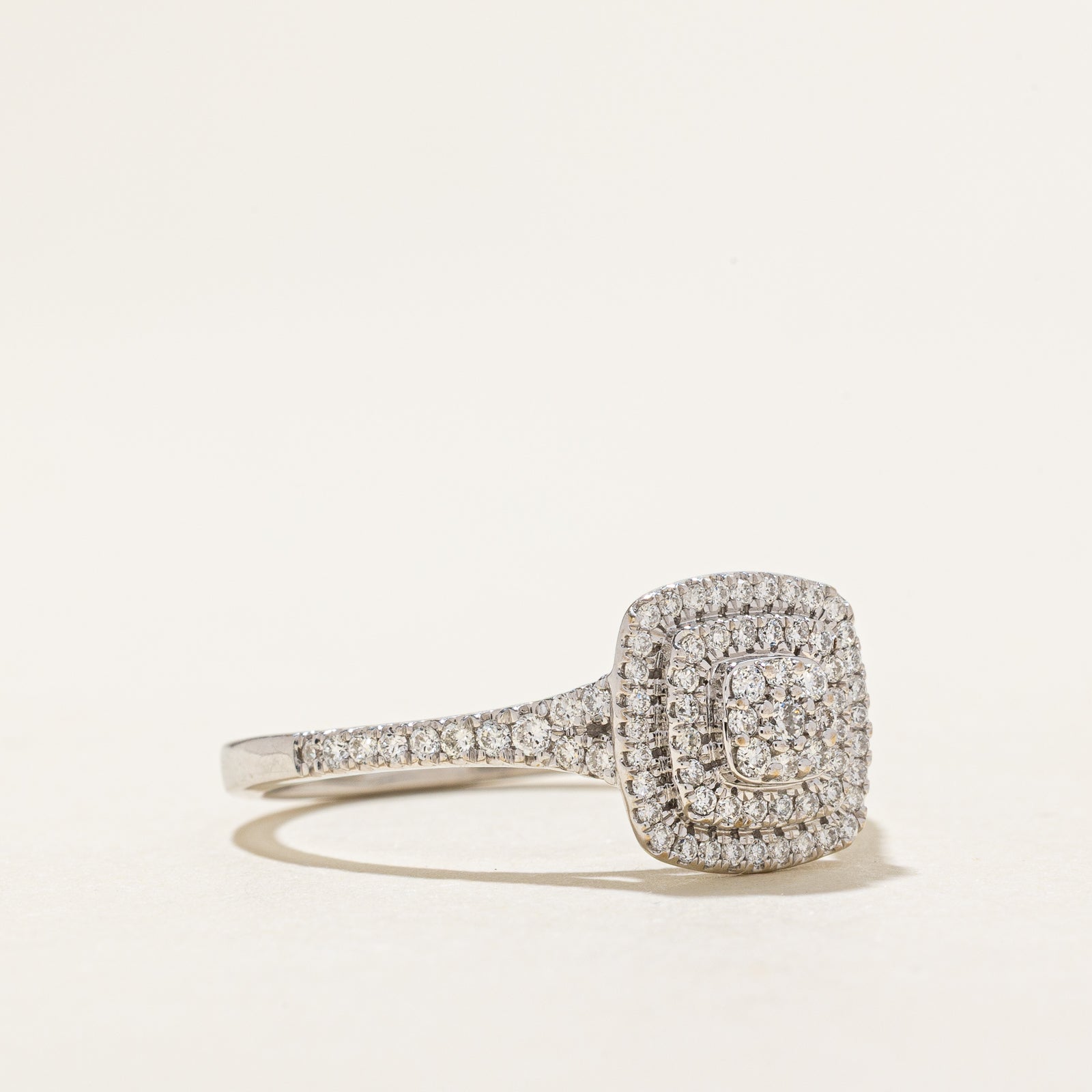 Diamond Double Halo Engagement Ring 0.48ctw Illusion Set - Size 10 | Wedding, Proposal, Anniversary Gift for Her