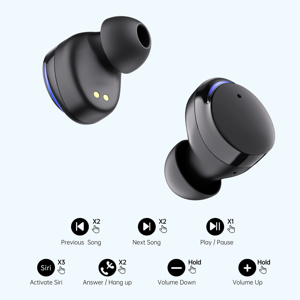 Wireless Bluetooth 5.0 Earbuds with Noise Cancellation, IPX7 Waterproof, 30H Playtime - Perfect for Gym, Running, Travel & Work Calls