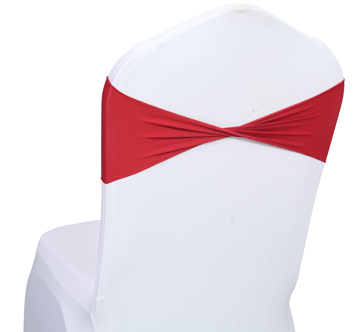 50PCS Spandex Wedding Chair Sashes Bands - Apple Red Bow Tie Decorations for Wedding, Party, Banquet & Event Decor - Elegant Chair Covers & Table Setting Accessories
