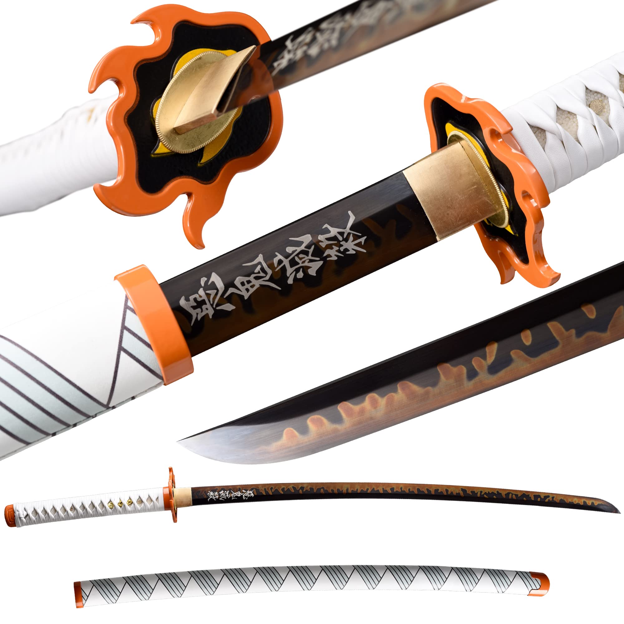 Demon Slayer Anime Cosplay Katana - Handmade T10 Steel Clay Tempered Sword with Hamon, Authentic Japanese Samurai Sword for Collection, Display & Cosplay Events
