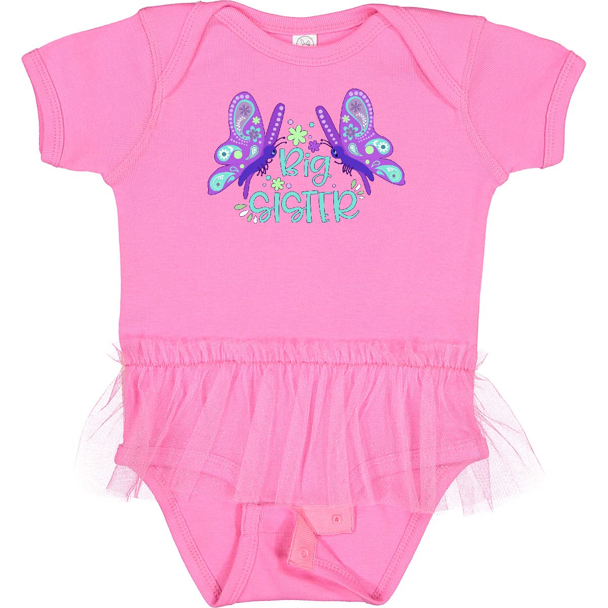 Inktastic Big Sister Cute Butterflies Infant Tutu Bodysuit - Adorable Baby Girl Outfit for Birthday, Photoshoot & Special Occasions
