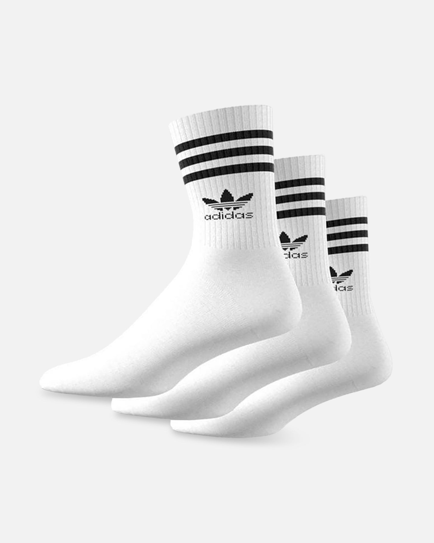 Adidas Solid Mid Cut Crew Socks 3-Pack White - Athletic Socks for Men & Women, Comfortable Sports Socks for Running, Gym, Workout & Everyday Wear
