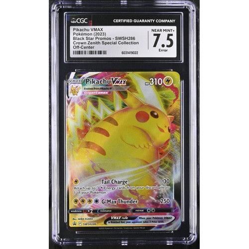 2023 Pokemon Crown Zenith Promo Pikachu VMAX Error Off Center CGC 7.5 Graded Card - Rare Collectible for Trading Card Game Enthusiasts & Pokemon Fans