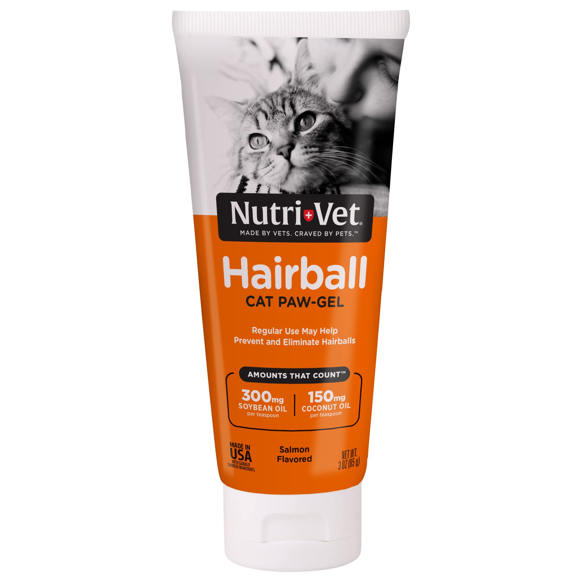 Nutri-Vet Hairball Paw Gel for Cats - Salmon Flavored Hairball Remedy Gel - 3 oz | Helps Reduce & Prevent Hairballs | Supports Digestive Health | Perfect for Long-Haired & Grooming Cats