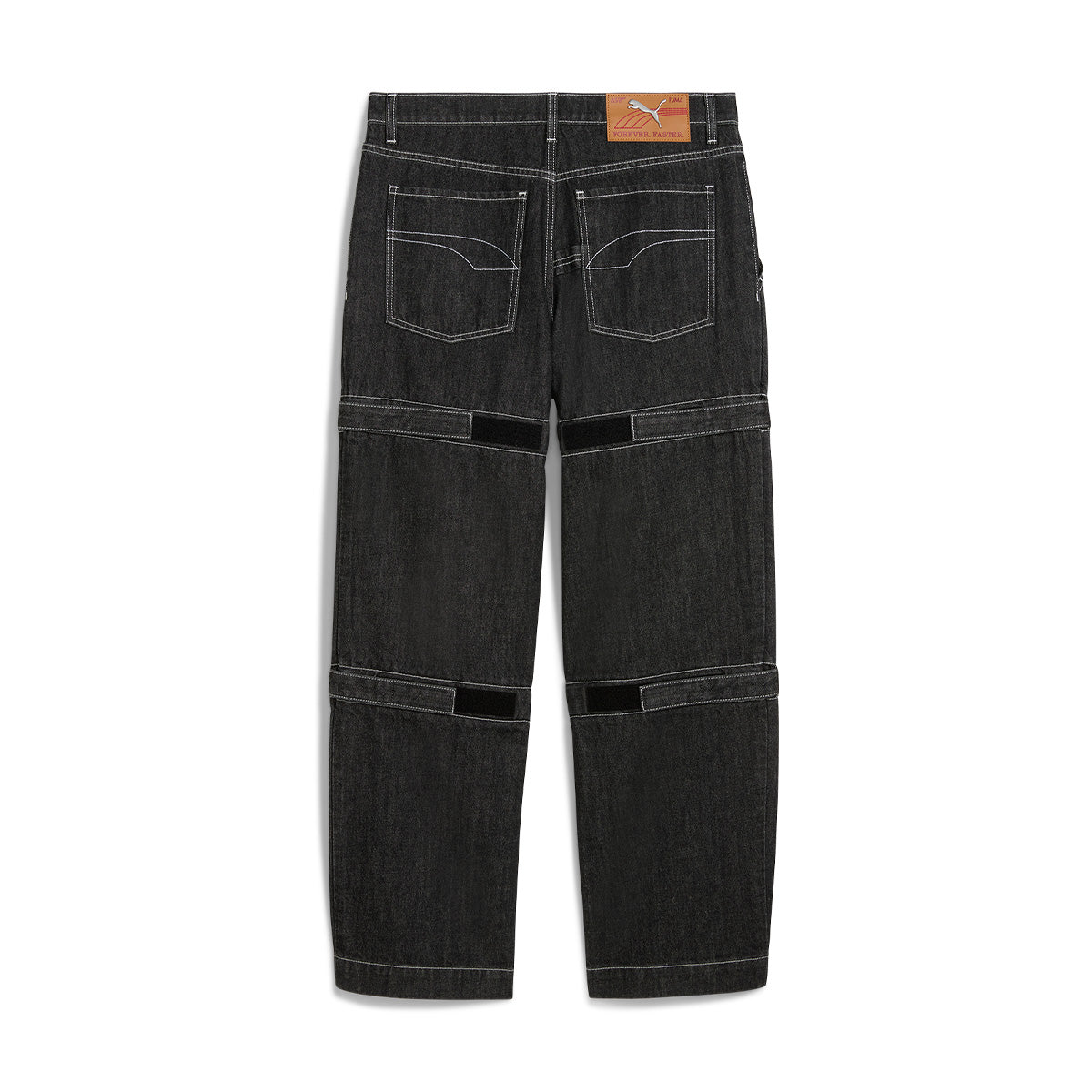 PUMA Black Denim Knee Pad Pants - A$AP Rocky Collection | Streetwear Fashion for Skateboarding & Urban Style