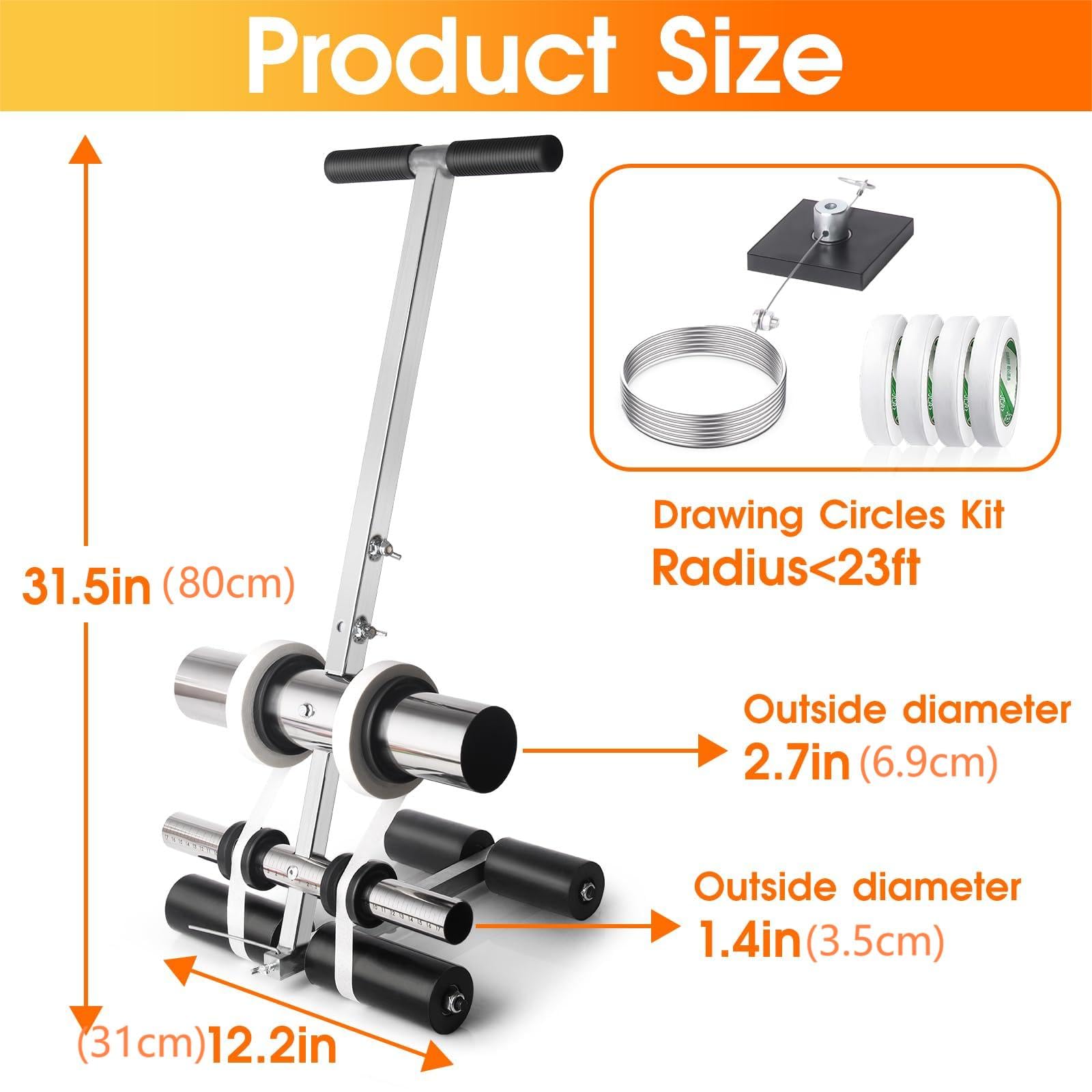 KKV Manual Floor Tape Applicator - Hand-Push Tape Marking Machine with Rubber Roller for Basketball Court, Driveway & Sports Field Lane Marking | Durable Floor Tape Dispenser for Gym, Warehouse & Parking Lot Line Marking
