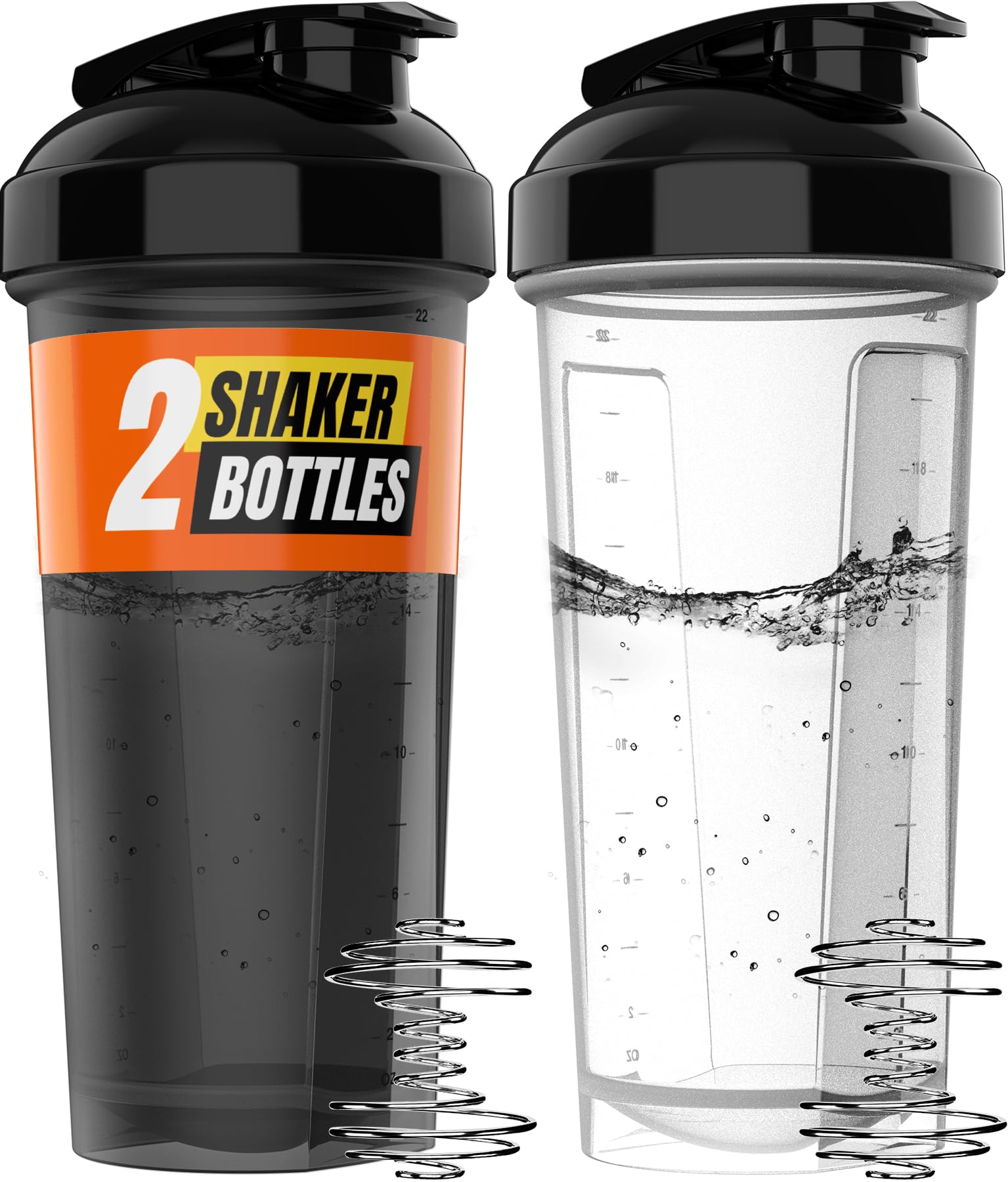 2 Pack 28oz Protein Shaker Bottles with 2 Mixing Balls - Leak Proof Portable Workout Shaker Cups for Whey Protein, Pre-Workout & Post-Workout Drinks - Ideal for Gym, Fitness & Sports Nutrition
