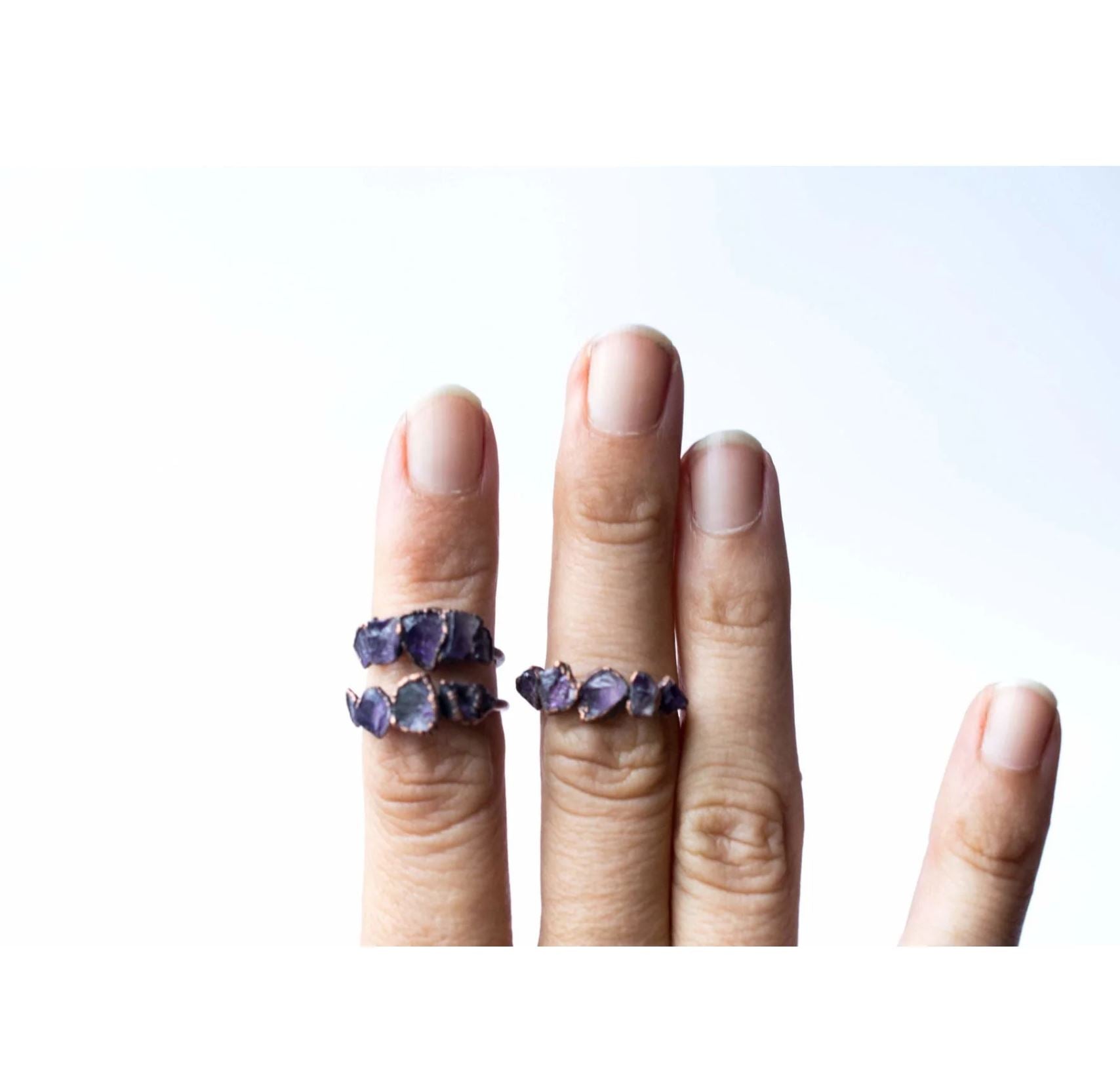 Multi Stone Amethyst Ring for Women - Elegant Purple Gemstone Jewelry for Gift, Wedding & Everyday Wear
