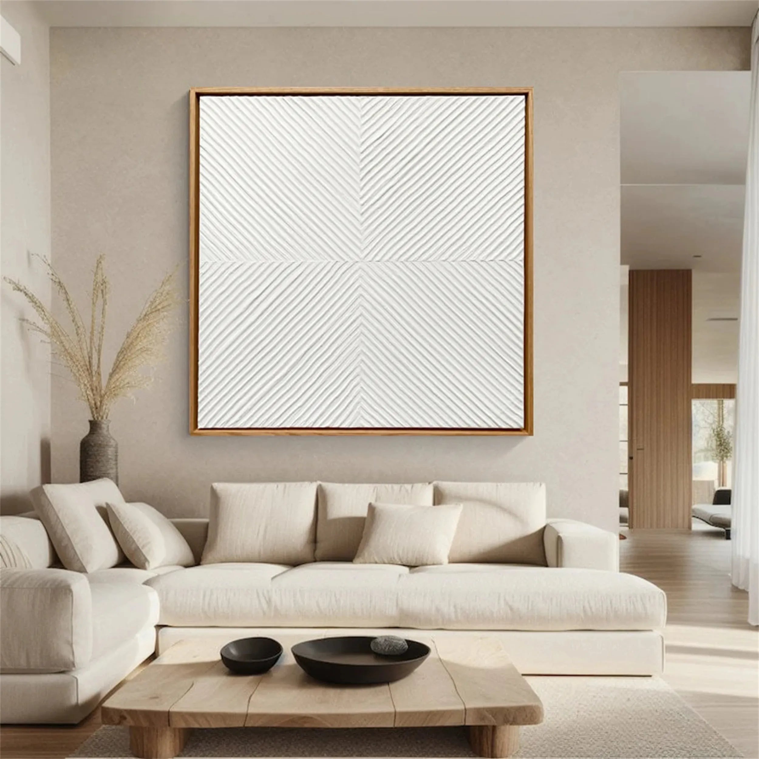 White Minimalist Textured Painting Canvas #MM205 - Abstract Wall Art for Modern Home & Office Decor