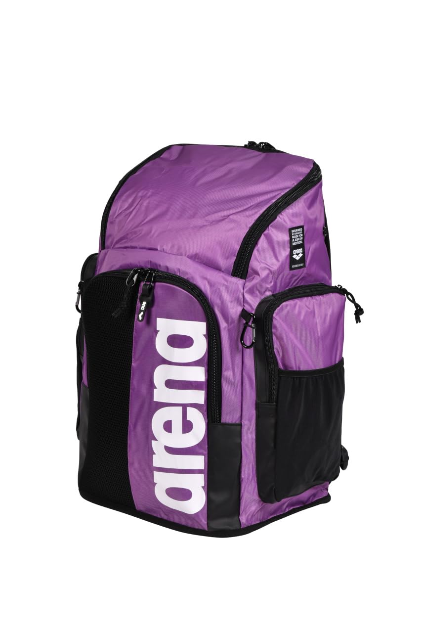 **ARENA Spiky III Backpack 45L - Large Waterproof Swim Bag for Swimming, Gym & Sports Training - Durable Gear for Men & Women Athletes - Purple - Perfect for Pool, Travel & Competition**