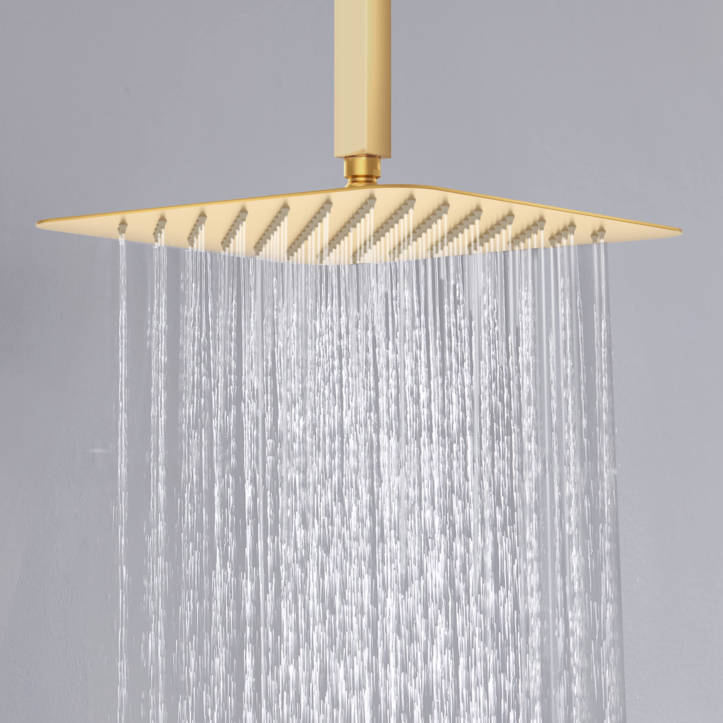 Luxury 12 Inch Rain Shower Head with Handheld Combo - High Pressure Ceiling Mount Dual Shower System - Polished Gold Shower Faucet Set with Valve & Trim - Perfect for Spa-Like Bathroom Experience & Modern Home Upgrade