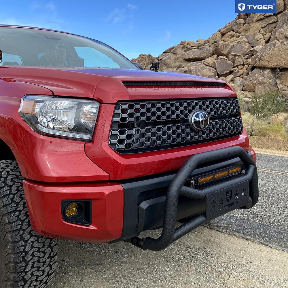 Tyger Auto TG-GD6T60038 Heavy Duty Front Bumper Guard Bull Bar for 2007-2021 Toyota Tundra - Textured Black Powder Coated with LED Light Mount | Off-Road Protection & Style Upgrade for Trucks