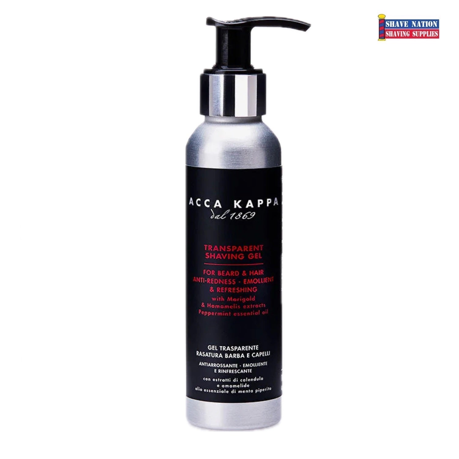 ACCA KAPPA Barber Shop Transparent Shaving Gel for Men - Premium Shaving Cream for Smooth & Irritation-Free Shave - Perfect for Home & Professional Barber Use
