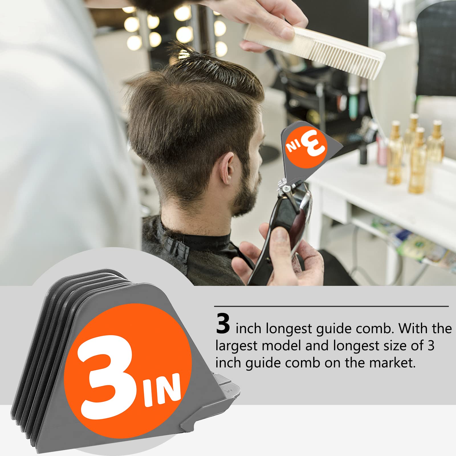 Mega Hair Clipper Guards Set - Extra Long 3 Inch Guide Combs for Wahl Clippers (8 Sizes: 3