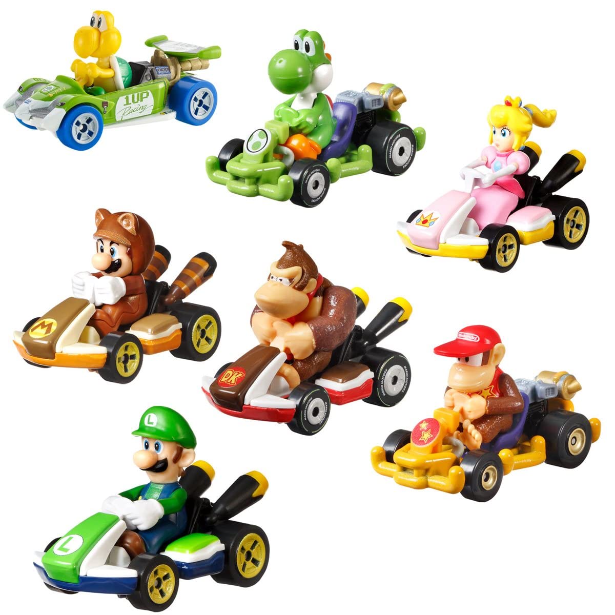 Hot Wheels Mario Kart 7 Die Cast Car Set Bundle - 1:64 Scale Collectible Toy Cars for Kids & Adults - Perfect for Racing Games, Display Collections & Gifts