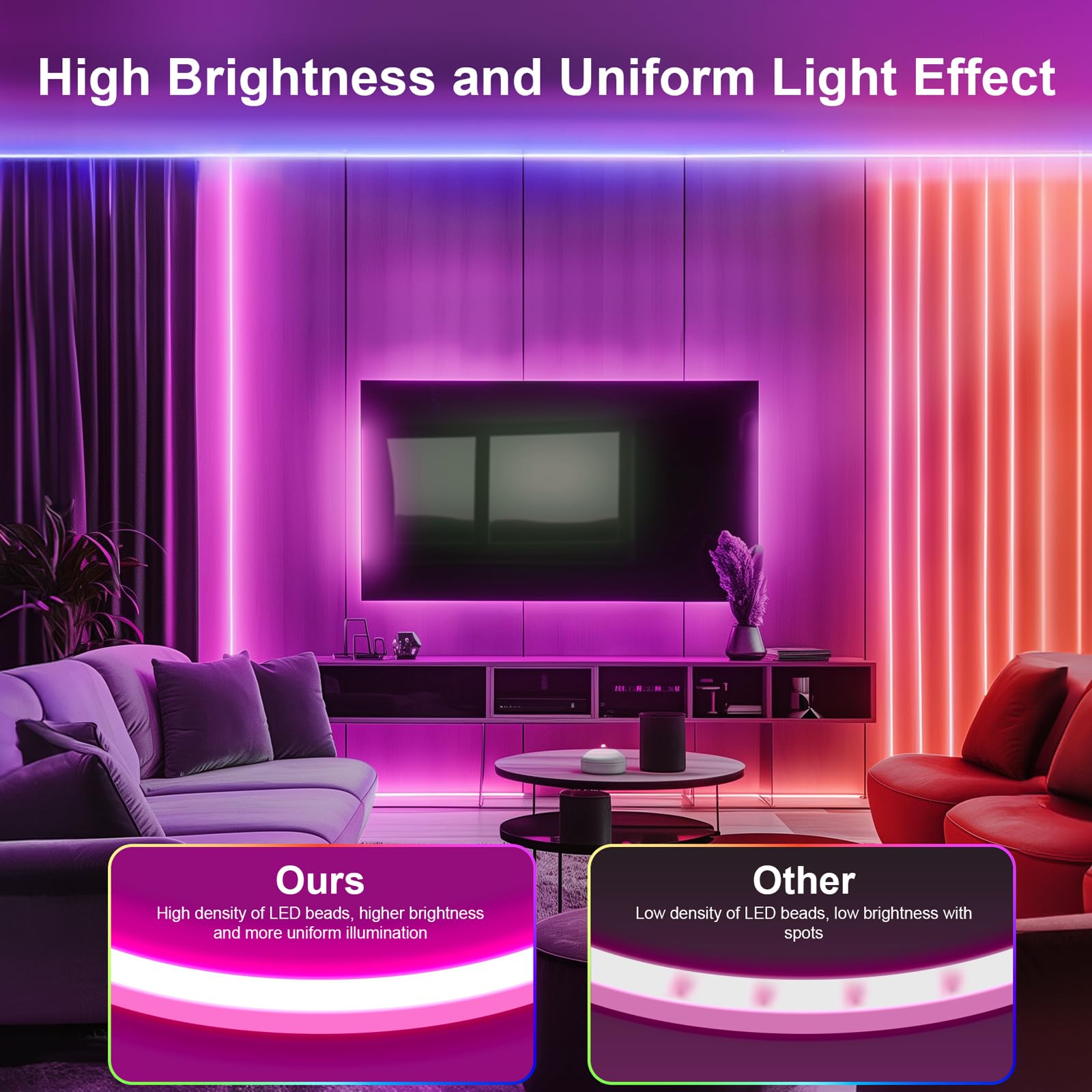 16.4ft RGB LED Neon Rope Lights - 5M Waterproof IP67 Outdoor Smart Strip Lights with APP/Remote Control, Music Sync & DIY Modes - Perfect for Bedroom Decor, Party Lighting, and Festival Atmosphere