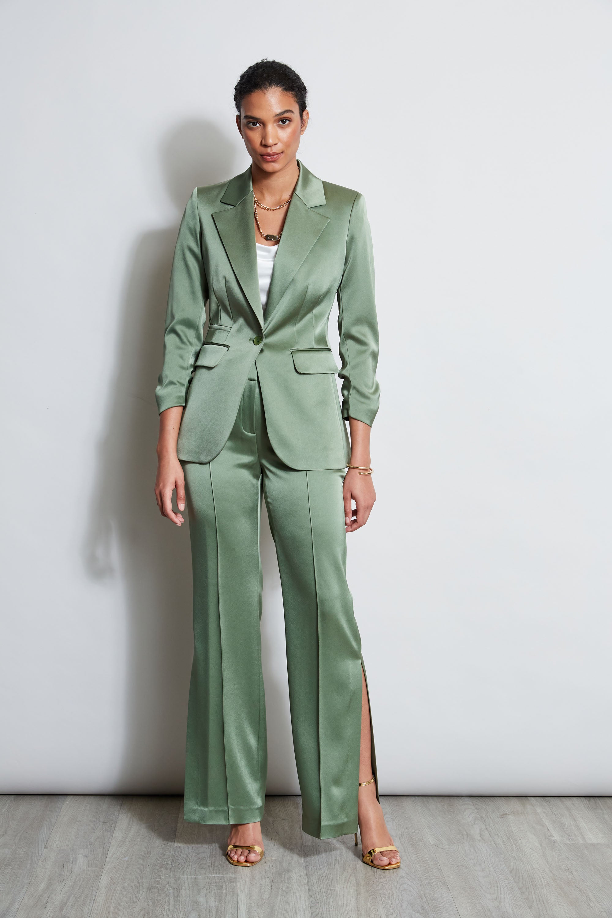 Elegant High Waist Satin Side Slit Pants for Women - Comfortable & Stylish Lounge Pants for Home, Office, and Evening Outfits
