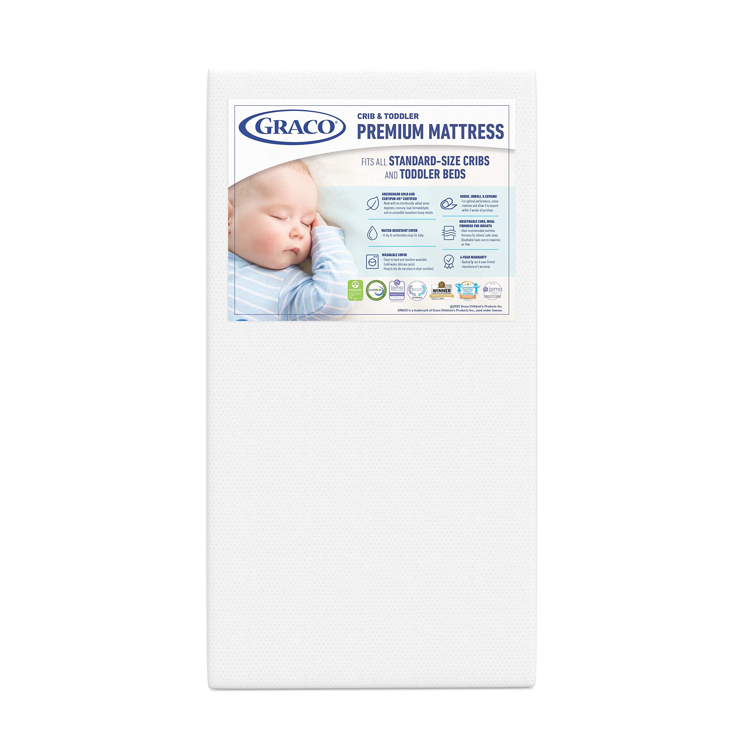 Graco Premium Nursery Essentials Starter Pack – 2-Piece Baby Nursery Bundle with GREENGUARD Gold Certified Crib Mattress & Changing Pad | Formaldehyde Free, Non-Toxic | Perfect for Newborns & Toddlers | Nursery, Daycare & Home Use