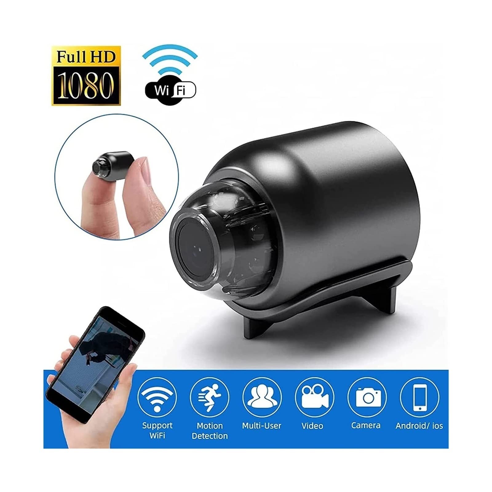 BFYNDE Mini 5G Wireless WiFi Security Camera 1080p HD with Night Vision - Compact Indoor/Outdoor Surveillance Camera for Home, Baby Monitor, Pet Camera & Office Security