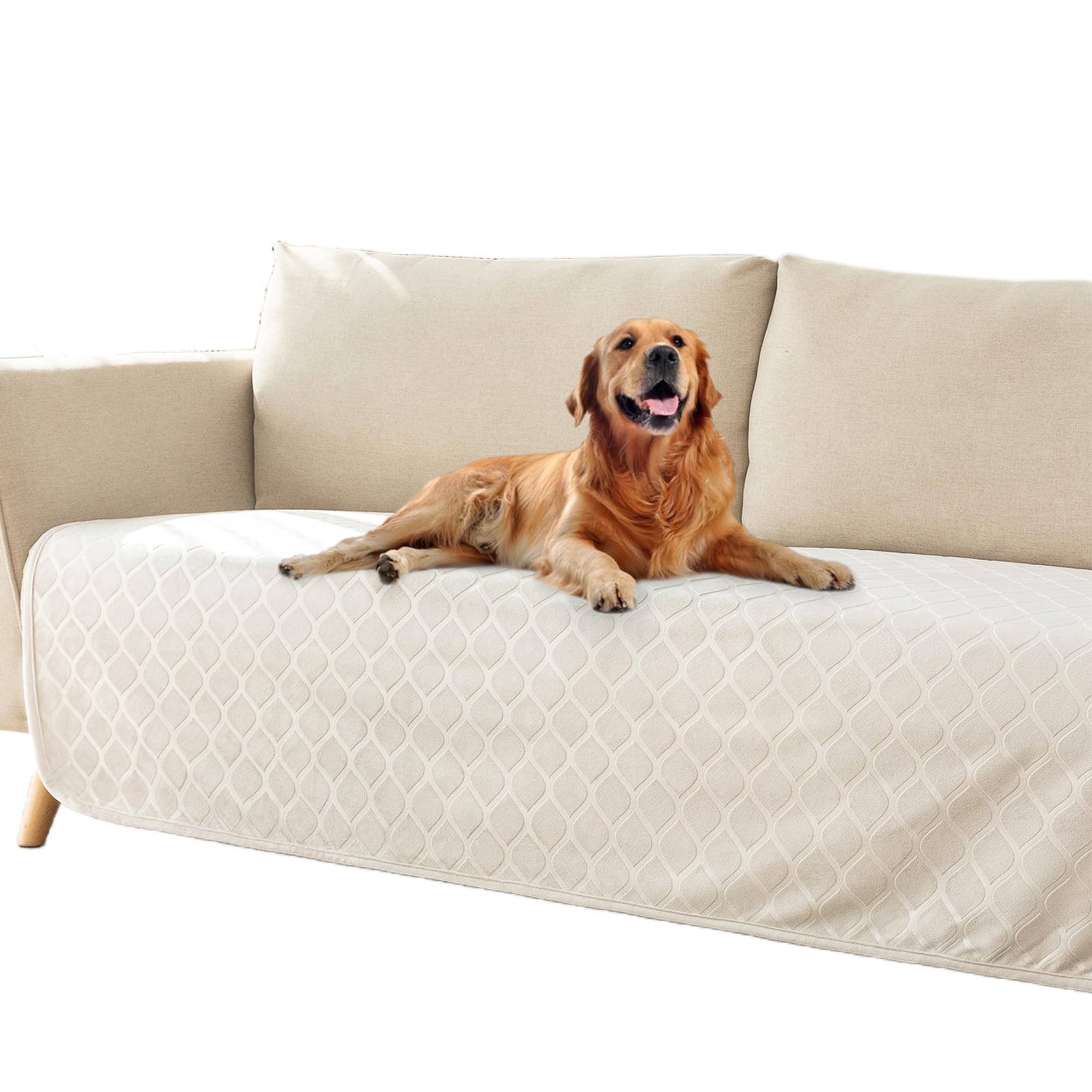 Waterproof Dog Blanket - Crystal Velvet Moroccan Fuzzy Plush Pet Blanket for Sofa & Couch (30x70 Inch, Cream + Sand) - Cozy Throw for Pets, Travel & Home Decor