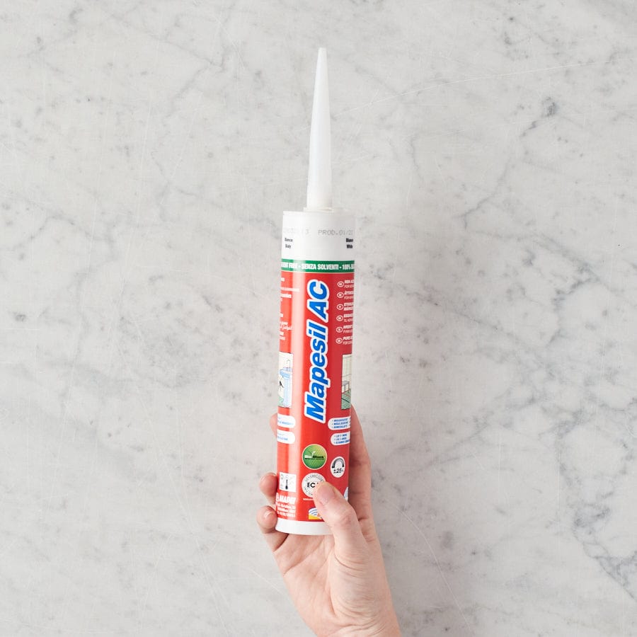 Moon White Mapei Silicone Sealant Mapesil AC - 10.2 oz (310ml) Waterproof Adhesive for Bathroom, Kitchen & Plumbing Repairs - High Performance Sealant for Showers, Sinks & Tiles