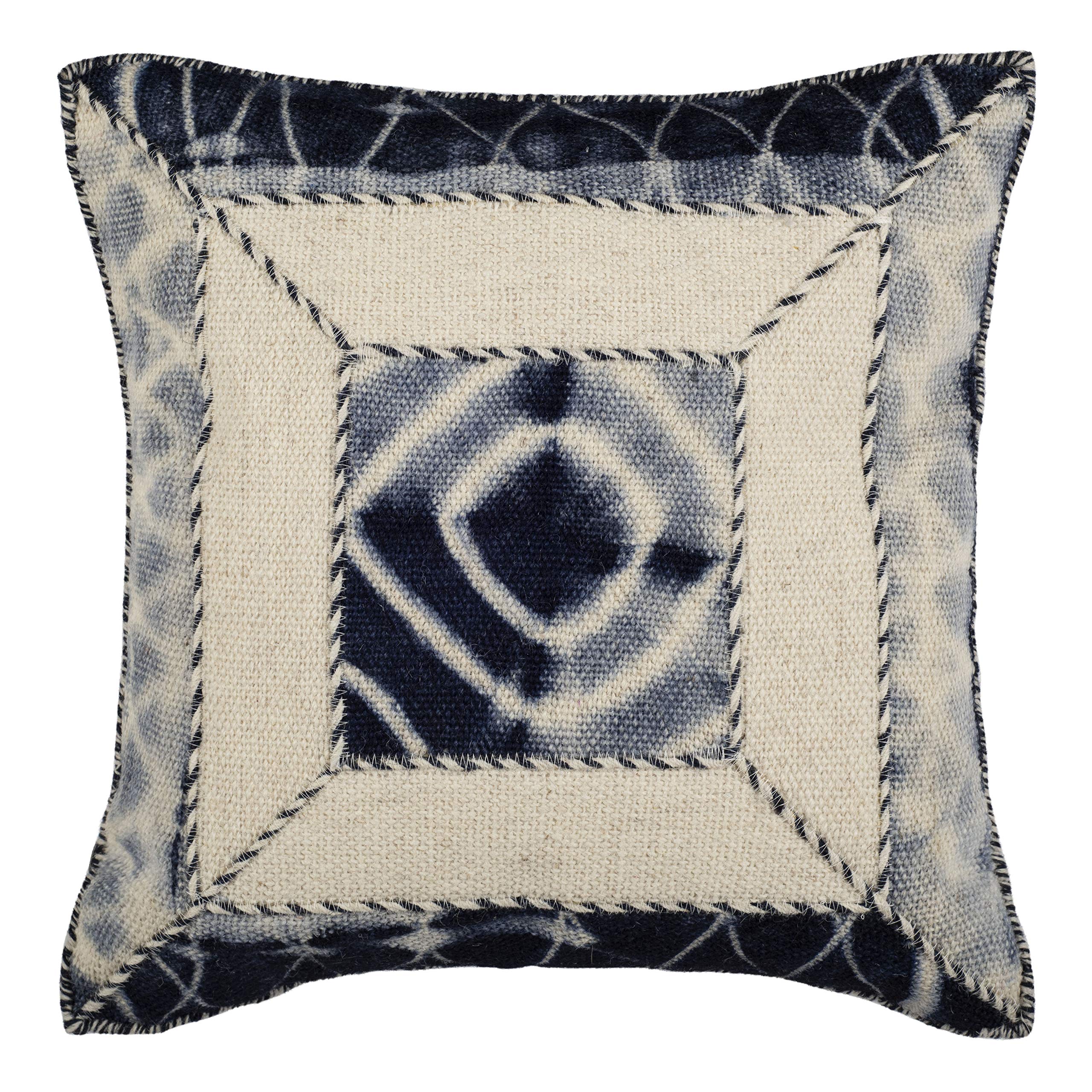 SAFAVIEH Dip-Dye Patch Medina Blue Throw Pillows (Set of 2) - 24 Inch Square Decorative Cushions for Sofa, Bed & Living Room