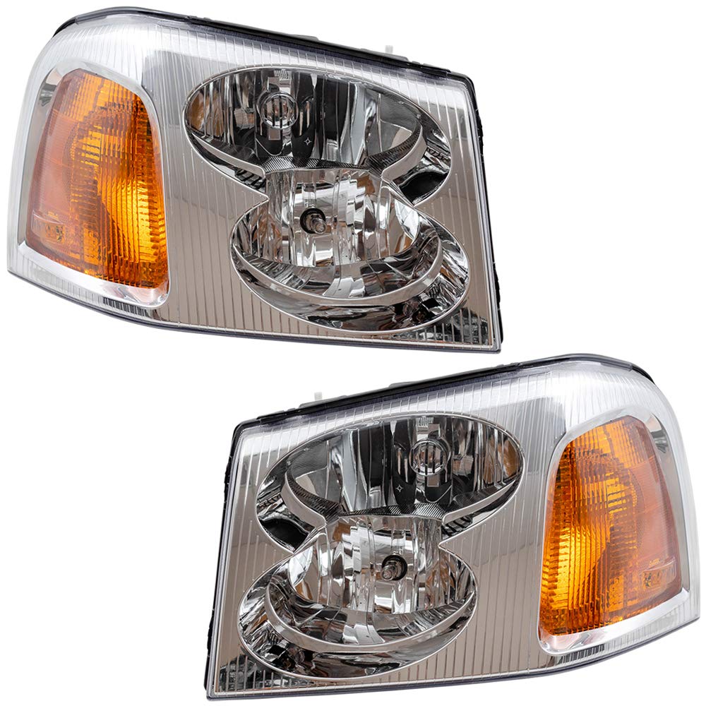 Brock Replacement Headlight Assembly Set - Driver & Passenger Side Compatible with 2002-2009 GMC Envoy (Part# 15866071, 15866070) | Direct Fit Replacement for Improved Night Visibility & Safety Driving