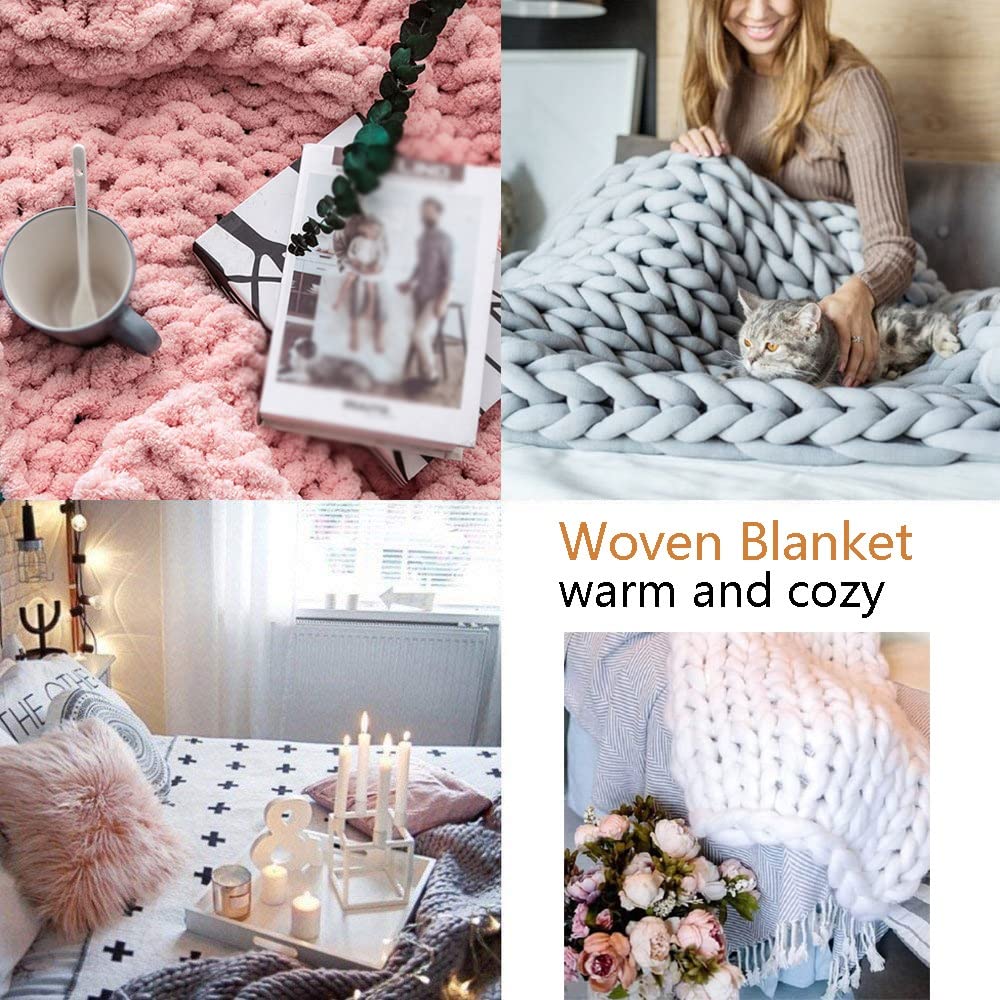 Luxury Chunky Knit Blanket - Soft Chenille Hand-Woven Throw Blanket for Bed, Sofa & Nursery - Cozy Home Decor Gift for Adults, Pets & Babies (180x200cm, Beige) - Perfect for Winter Snuggling, Couch Lounging & Nursery Comfort