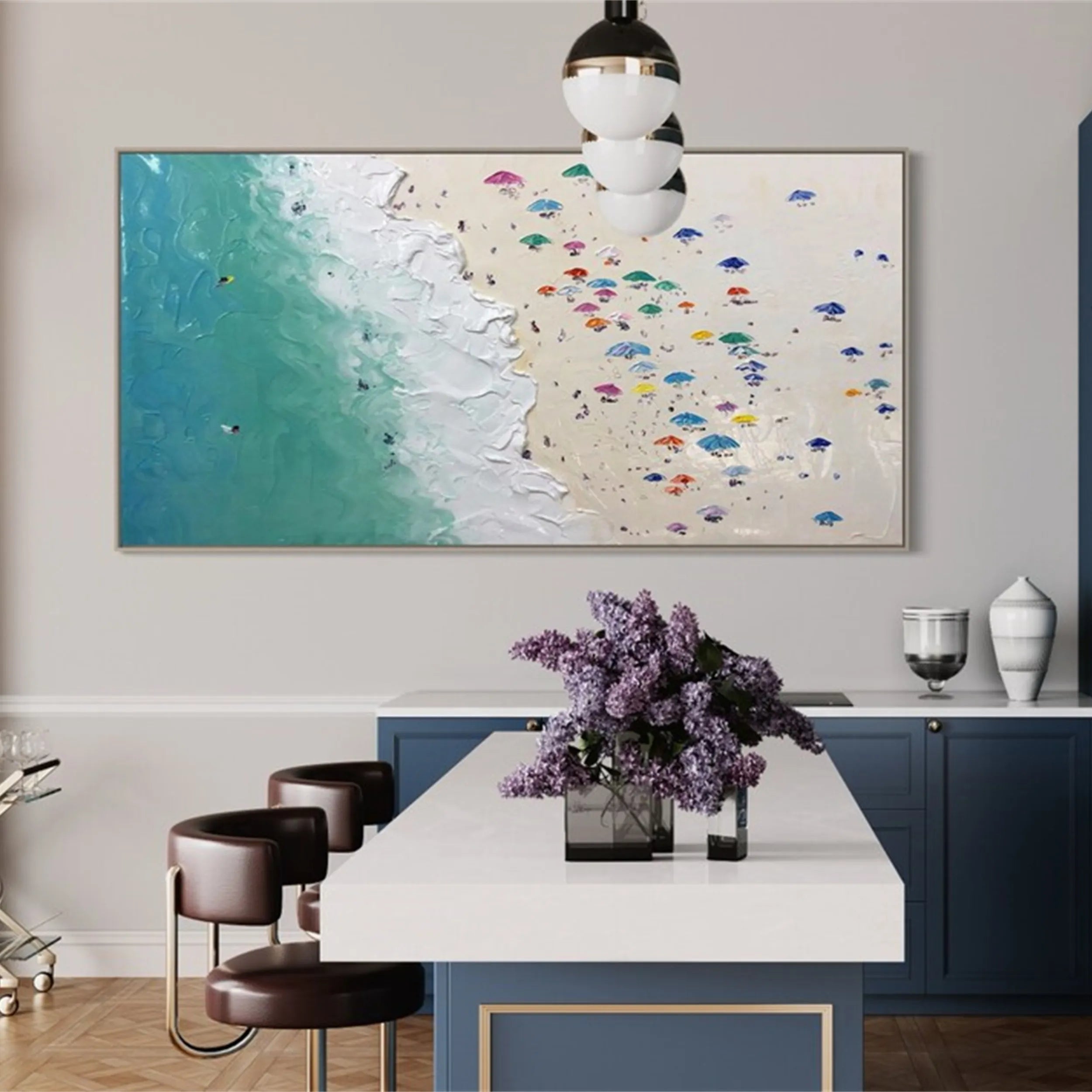 Seascape and Snowy Peak Painting #SP011 - Stunning Coastal and Mountain Landscape Artwork for Home & Office Decor