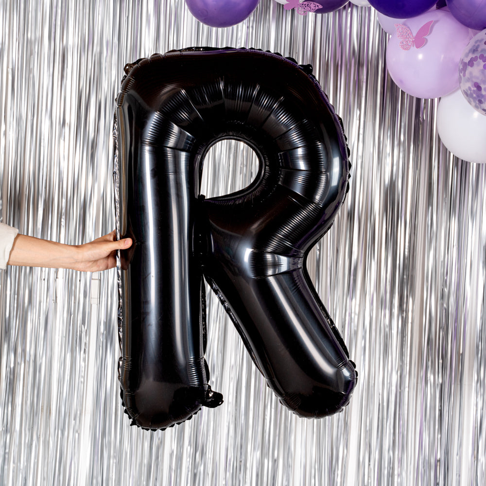Balloonify Black Mylar Letter R Balloon - 40 Inch Large Alphabet Balloon for Birthday Party Decorations, Baby Showers & Graduation Celebrations - 1 Count Box