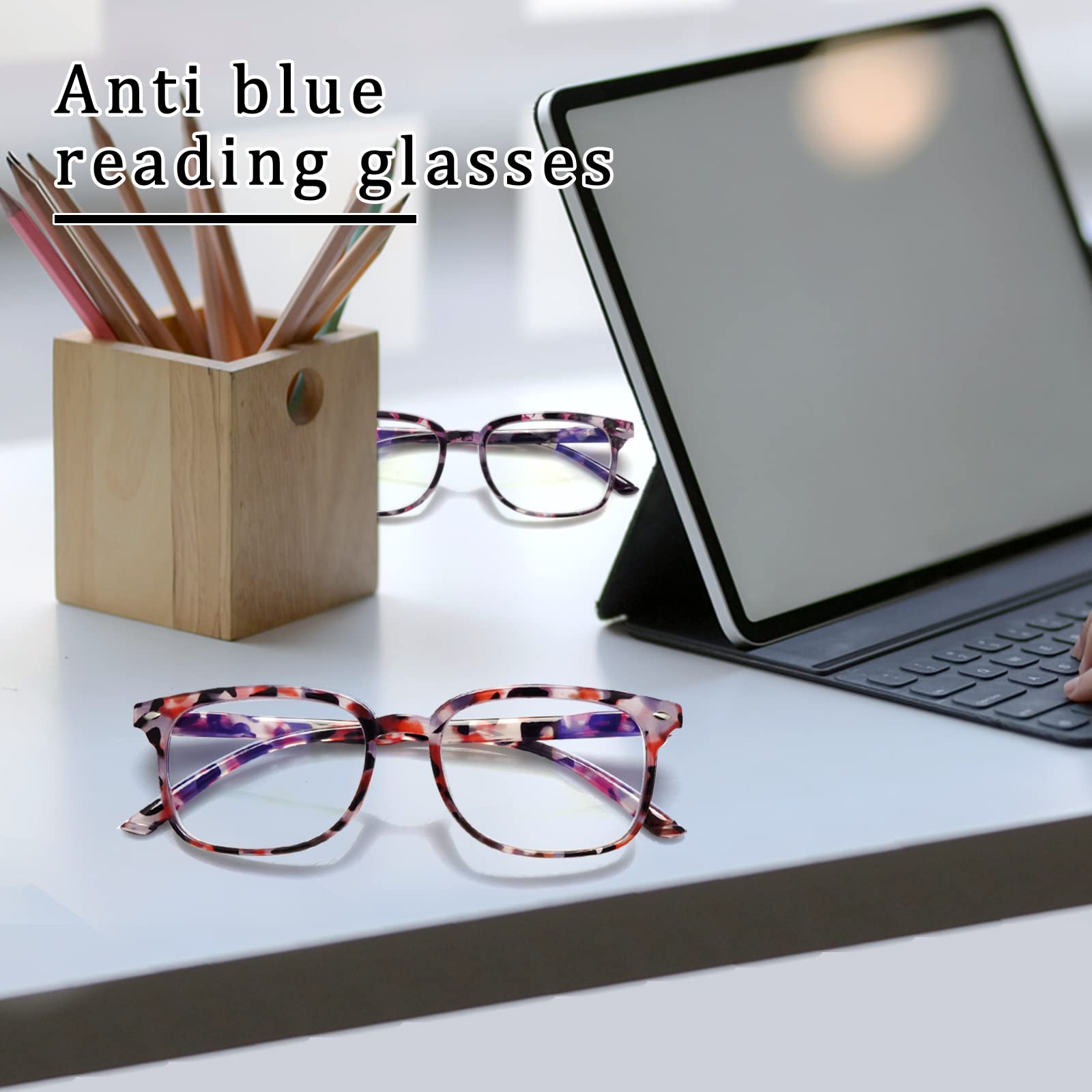 5 Pack Blue Light Blocking Reading Glasses for Women - Comfortable Computer Readers with Spring Hinge - Perfect for Office Work, Screen Time & Digital Eye Strain Relief