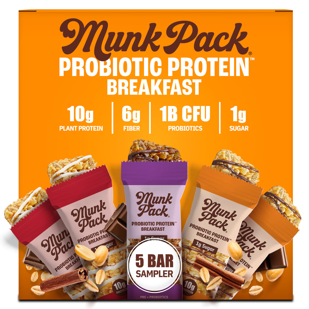 Probiotic Protein Breakfast Bar Variety Pack - 5 Count | High Protein Snack for Energy & Gut Health | Perfect for On-the-Go Breakfast, Workout Fuel & Healthy Snacking