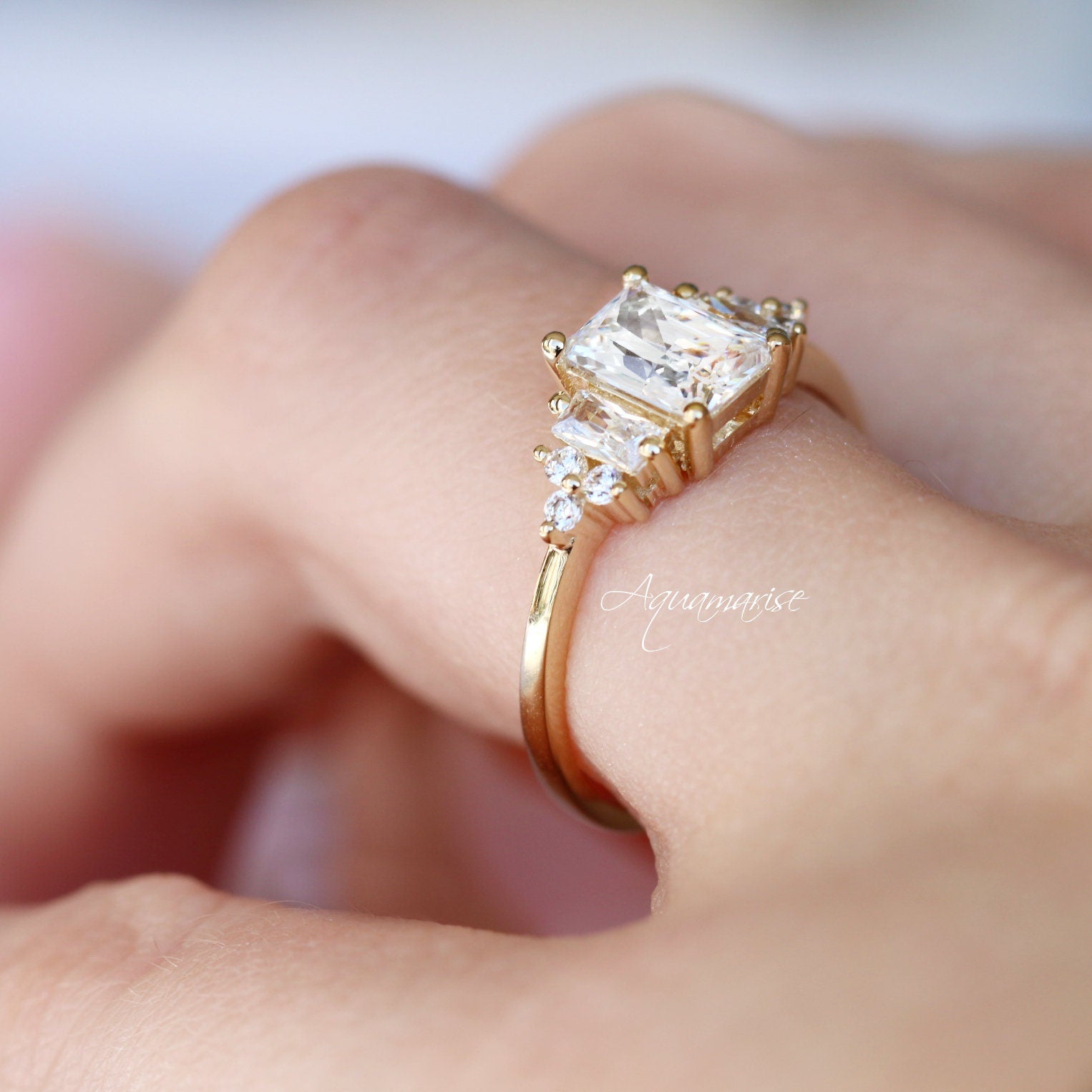 Amelia Lab Grown Diamond Engagement Ring 14K Solid Yellow Gold - IGI Certified for Women | Perfect Proposal, Anniversary & Wedding Jewelry Gift