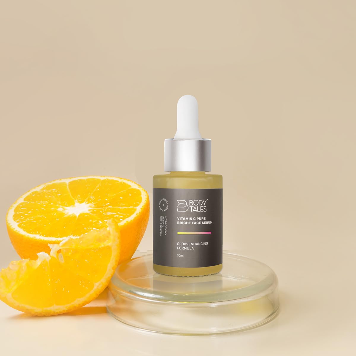 BODYTALES Vitamin C Pure Bright Face Serum with Glutathione - Skin Brightening, Dark Spot Corrector & Sun Damage Protection - Paraben-Free, Clean Beauty Formula (30ml) for Radiant, Even-Toned Skin | Perfect for Daily Skincare Routine & Anti-Aging Regimen