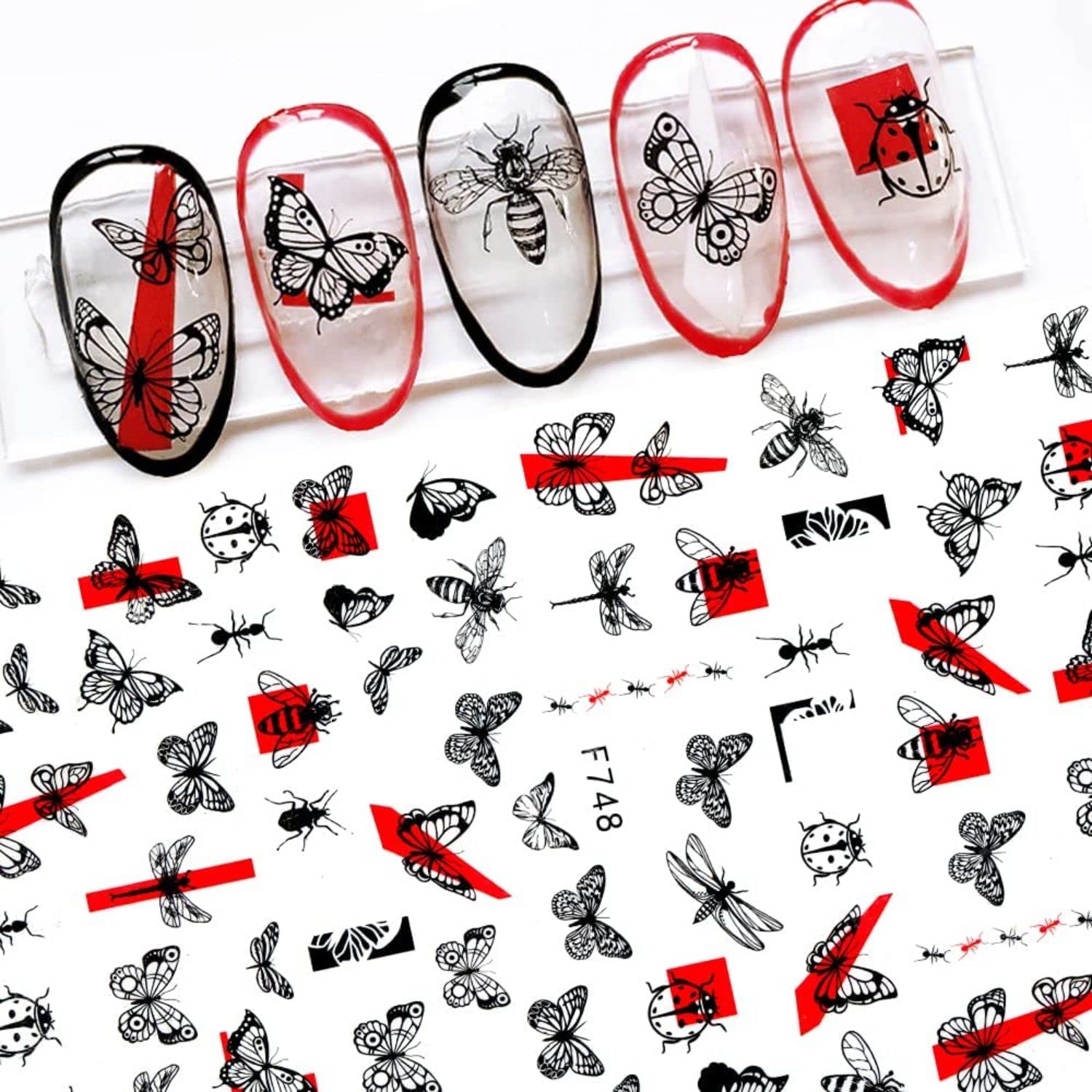 FAMEZA 12 Sheets 3D Nail Art Stickers - Multi-Shaped Butterfly Nail Decals, Self-Adhesive Nail Designs for Acrylic & Gel Nails | Perfect for DIY Manicures, Nail Salons & Home Nail Art
