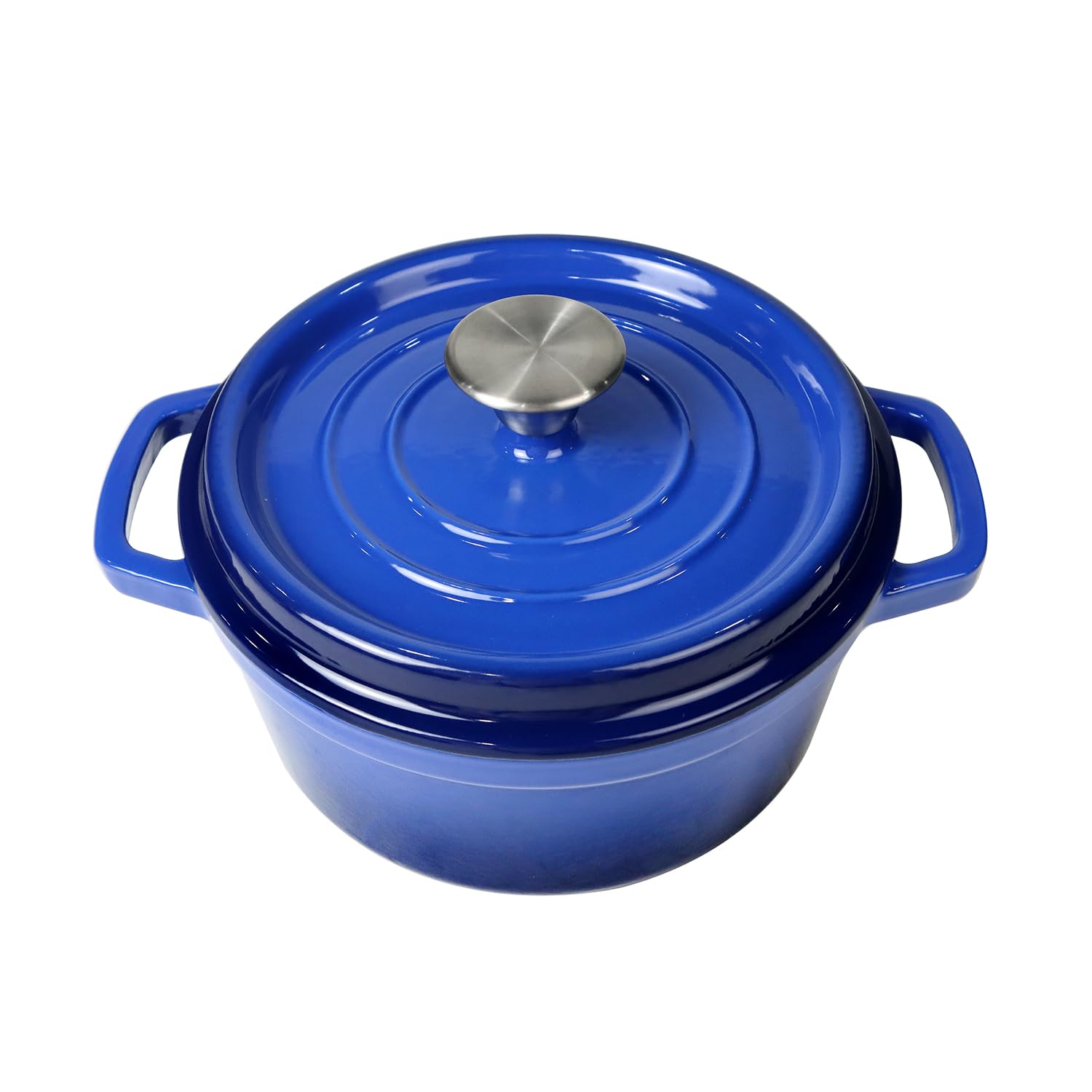 Healthy Choices 3 Qt Enameled Cast Iron Dutch Oven with Lid - Small Blue Pot for Bread Baking, Soups & Stews - Even Heat Distribution, Works on All Cooktops (Up to 500°F) - Perfect for Family of 4, Wedding Registry & Kitchen Gifts - Ideal for Home Cooking, Camping & Outdoor Adventures