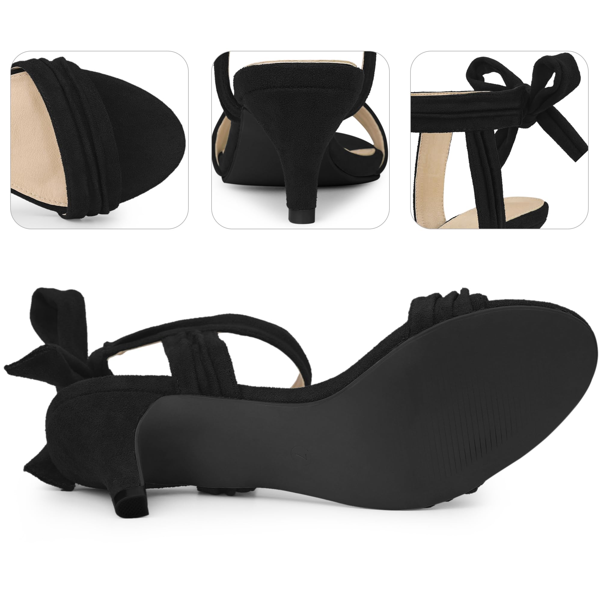 Perphy Women's Open Toe Ankle Tie Kitten Heel Wedding Sandals - Perfect for Bridal Party, Beach Weddings & Summer Occasions