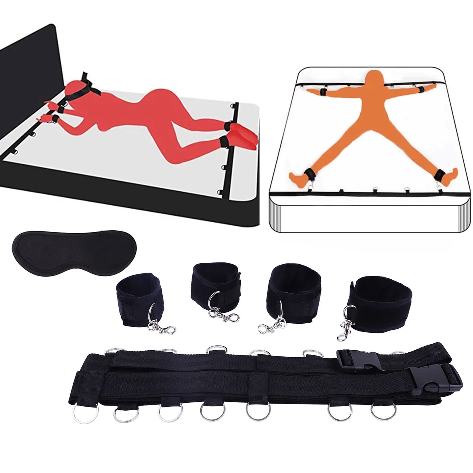 BDSM Bed Restraints Set - Handcuffs & Ankle Cuffs for Couples | Beginner-Friendly Bondage Kit | Bedroom Toys for Couples | Perfect for Spicing Up Your Sex Life & Exploring Kinky Play