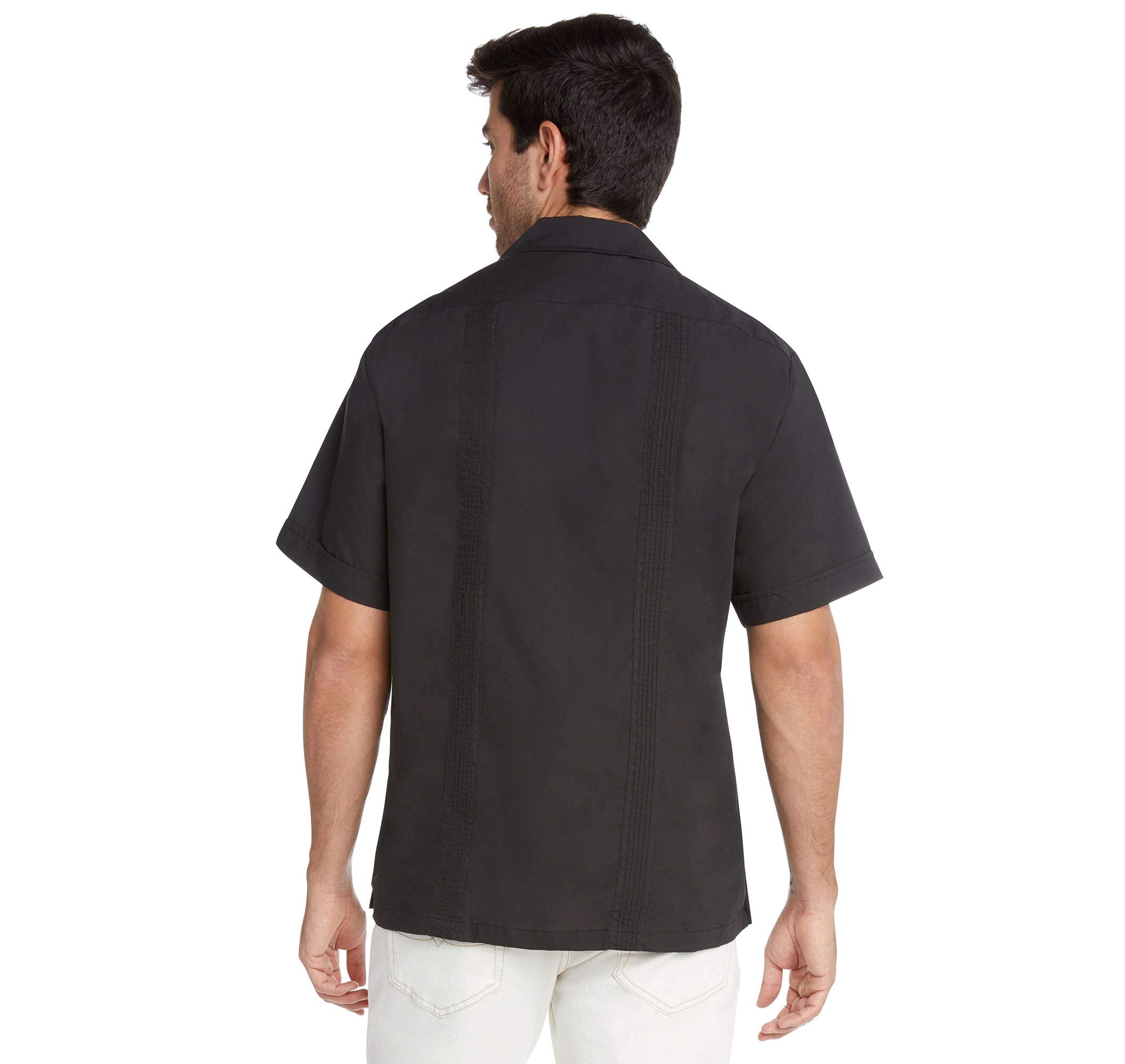 9 Crowns Essentials Men's Guayabera Button Down Shirt - Premium Cotton Short Sleeve Hawaiian Style Shirt for Casual Wear, Beach Vacation & Summer Outfits
