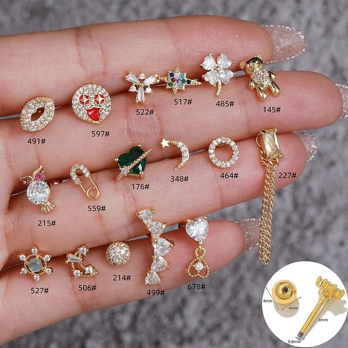 20G Cartilage Conch Studs & Helix Earrings - Surgical Steel Barbell Back Earrings for Tragus, Helix, Conch Piercings | Perfect for Everyday Wear, Parties & Special Occasions