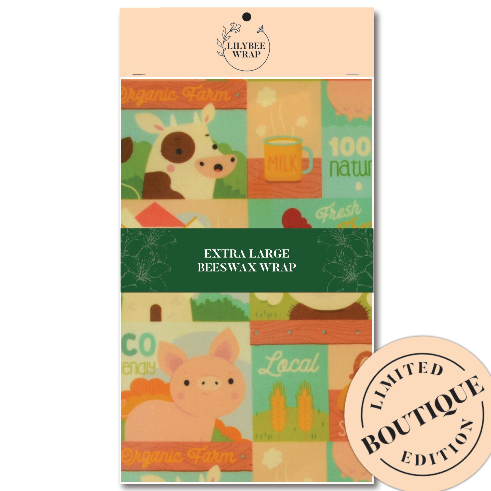 Organic XL Beeswax Food Wrap - Eco-Friendly Reusable Food Storage for Sandwiches, Cheese & Produce | Sustainable Kitchen Essentials for Zero Waste Living