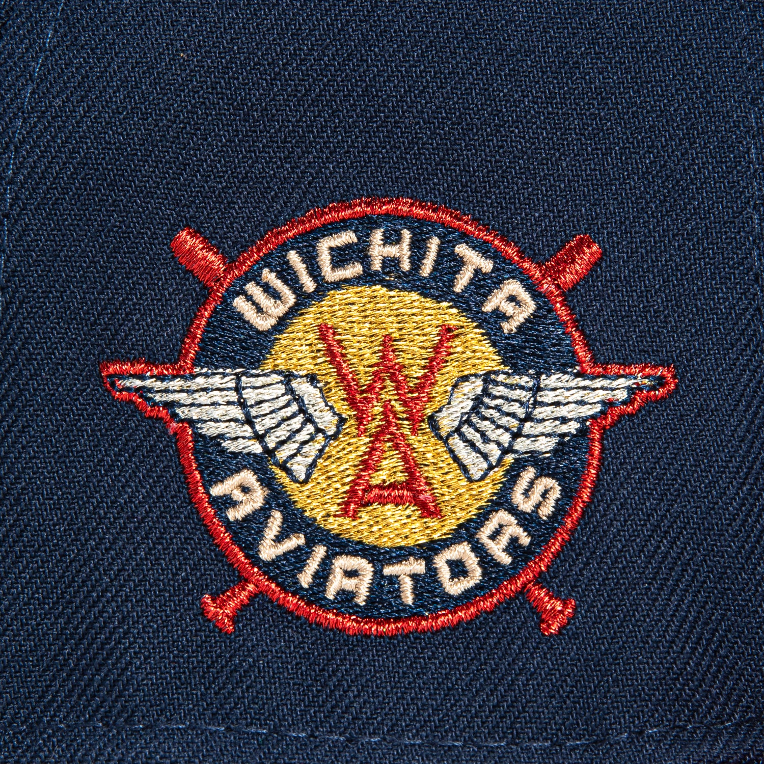 New Era 59Fifty Wichita Aviators Logo Patch Snapback Baseball Cap - Navy & Red Adjustable Hat for Men & Women - Perfect for Baseball Games, Streetwear & Casual Outfits
