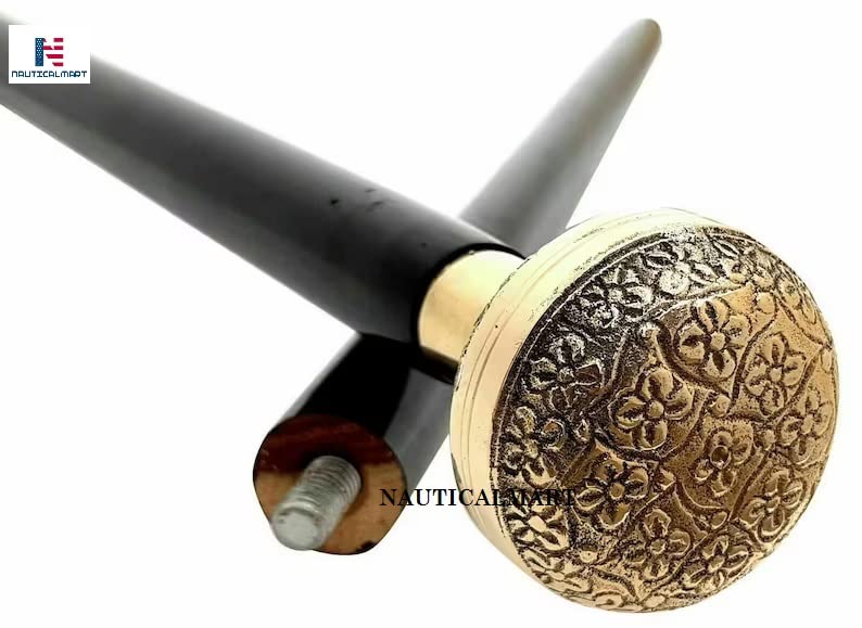 Handmade Victorian Style Wooden Walking Cane with Golden Brass Handle - Unique Fashionable Mobility Aid for Men & Women, Perfect for Hiking, Travel, and Gift Giving