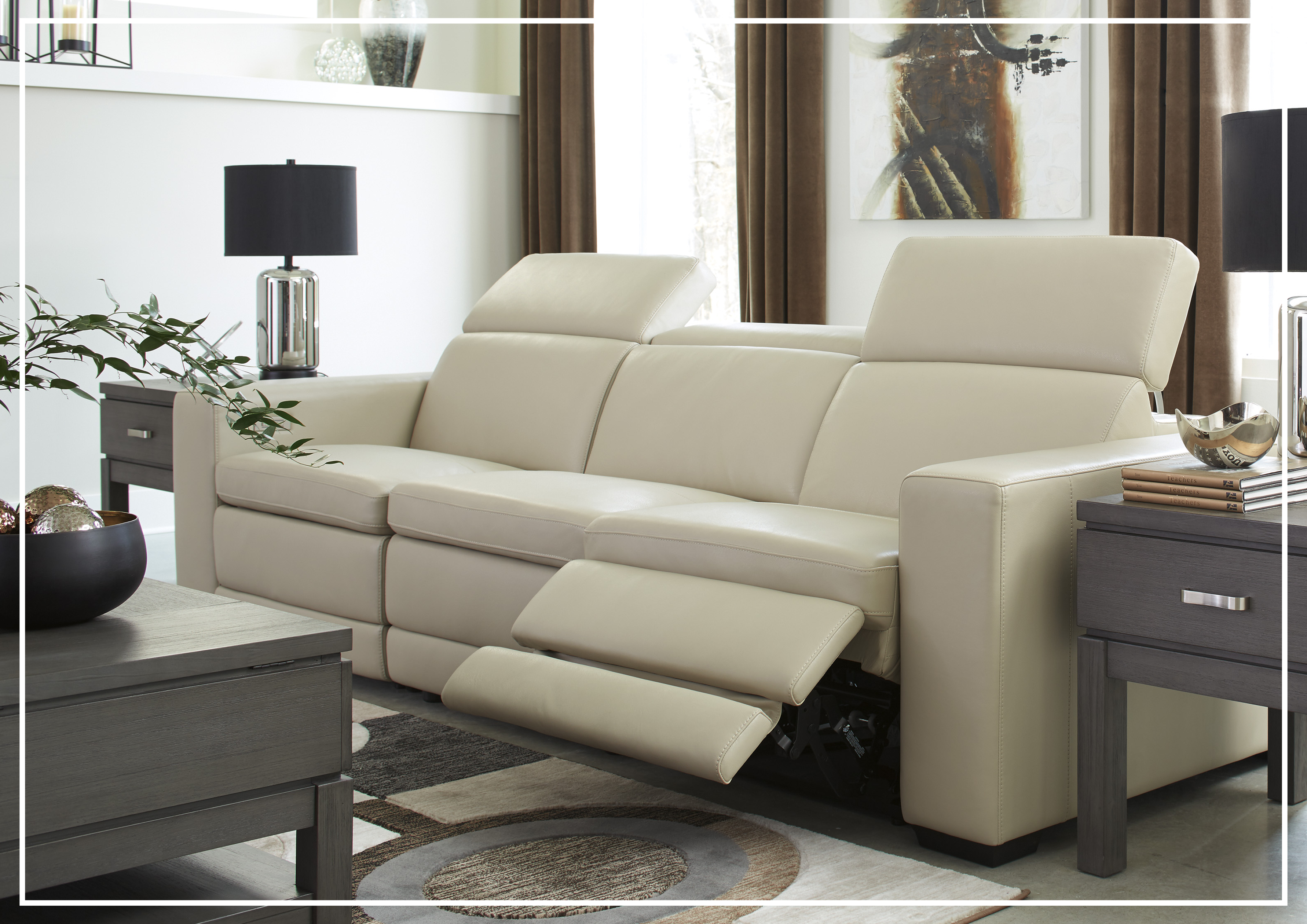 Gio Italia Titan 3-Seater Dual Power Reclining Leather Sofa - Modern Living Room Furniture for Home Theater & Relaxation