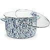 18 Quart Stock Pot with Ocean Swirl Enamel Finish - Durable Cooking Pot for Soups, Stews & Pasta - Perfect for Home Kitchens & Professional Chefs