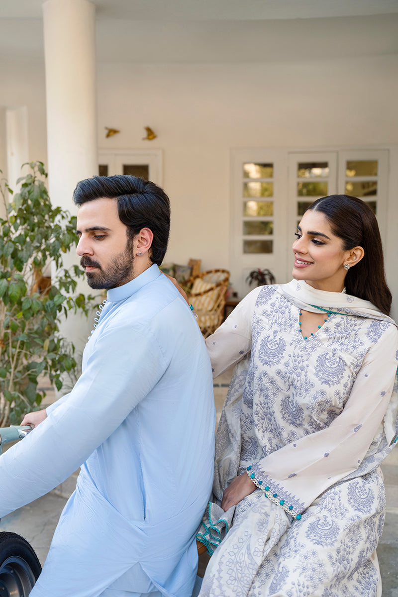IVORY GLOW 3-Piece Embroidered Lawn Suit for Women | Elegant Summer Outfit for Weddings, Parties & Special Occasions