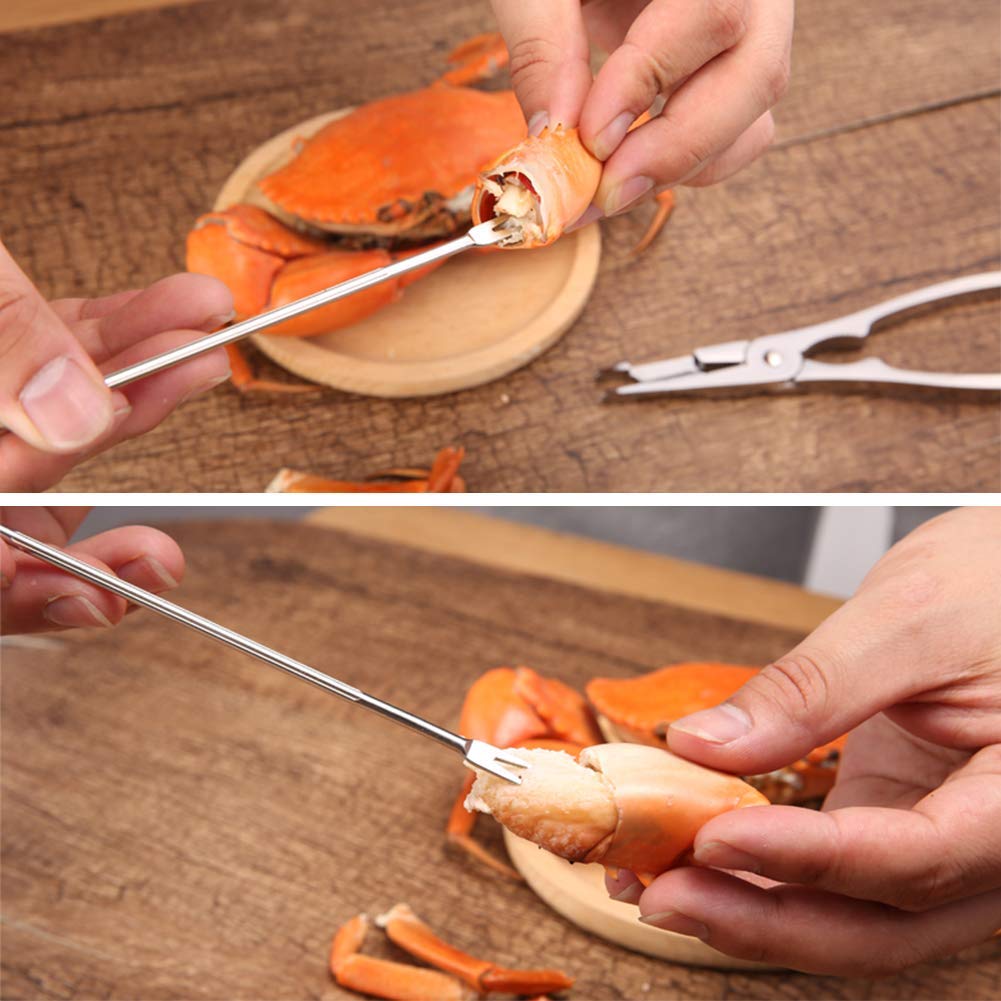 12-Piece Stainless Steel Crab & Lobster Cracker Set with 6 Crab Forks, 4 Shellers, 2 Nut Crackers & Storage Bag - Premium Seafood Tools for Crab Legs, Lobster Tails, Shrimp & Nuts - Perfect for Seafood Boils, Dinner Parties & Beach Picnics