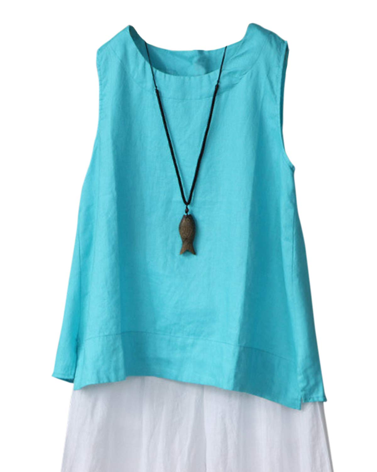 IXIMO Women's 100% Linen Sleeveless Tank Tops - Breathable Summer Shirts & Casual Blouses for Beach, Travel & Everyday Wear