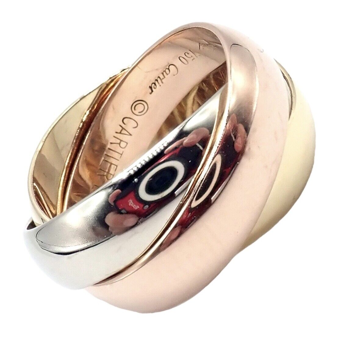 Authentic Cartier Trinity 18K Tri-Color Gold Wide Band Ring Vintage 1990 - Luxury Jewelry for Women, Perfect for Weddings, Anniversaries & Special Occasions